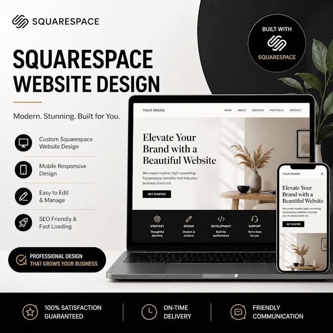 do square space website design , square space redesign or figma to square space