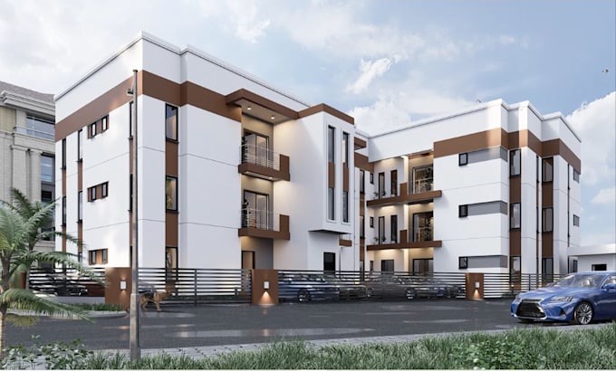 buildup multi unit residential house on single plot land development with render
