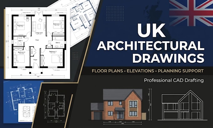 create professional UK architectural drawings regulation, for planning appr