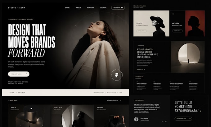 design modern framer website, figma to framer, fix or redesign framer pages