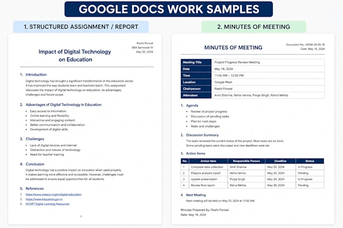 format, edit and organize professional google docs documents
