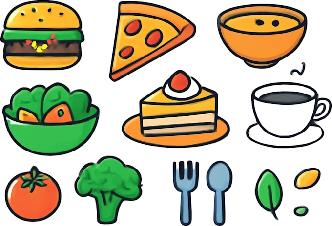design vector food illustrations for mobile apps, websites, and menu