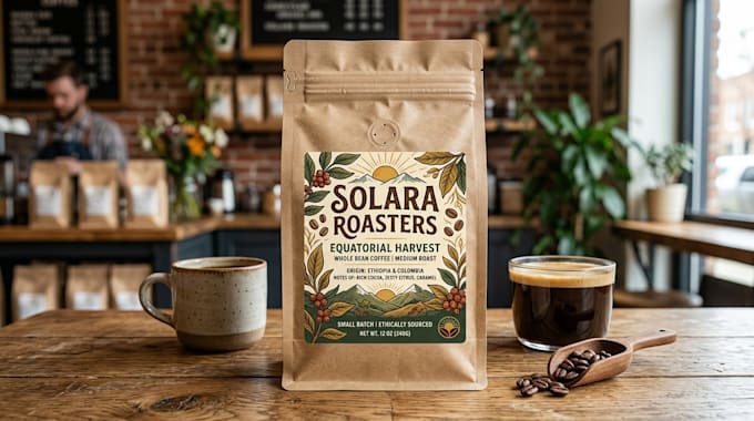 create coffee label and packaging design
