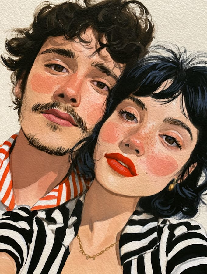 draw couple portrait illustration