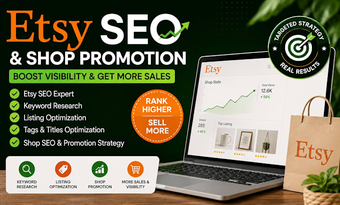 offer etsy stores promotion etsy seo optimization etsy product listing, setup