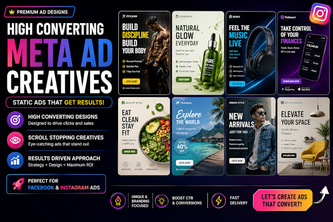 design high converting static ads and meta ad creatives