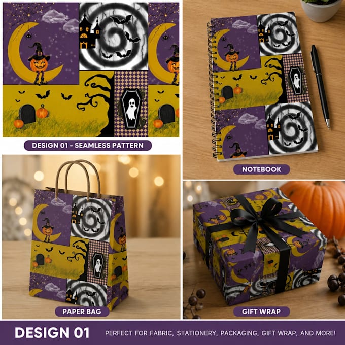 design spooky halloween seamless patterns for products