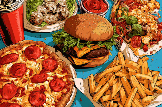 make a food pop art illustration
