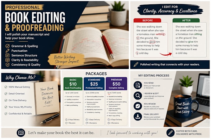professionally edit and proof read your book