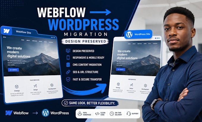 migrate webflow website to wordpress and preserve your design and seo