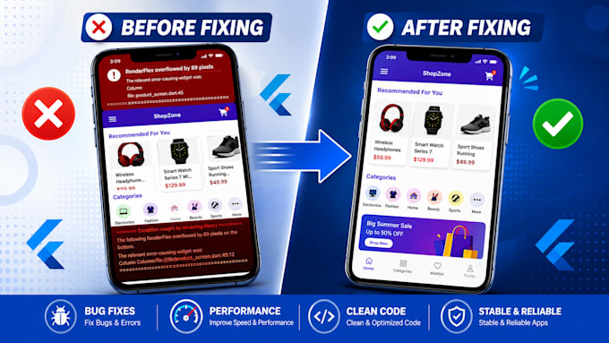 fix flutter errors, crashes, and android build issues