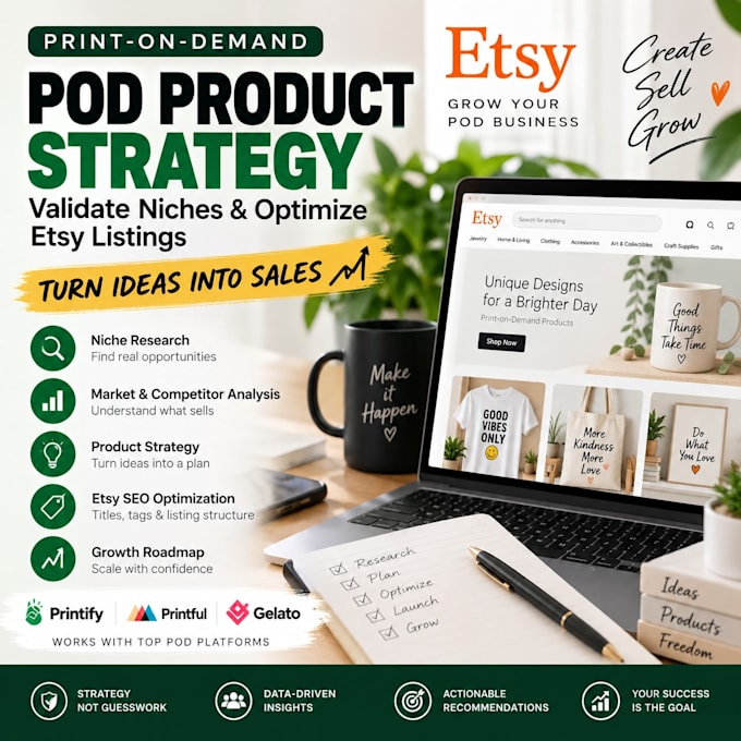 build pod product strategy validate niches optimize etsy listings