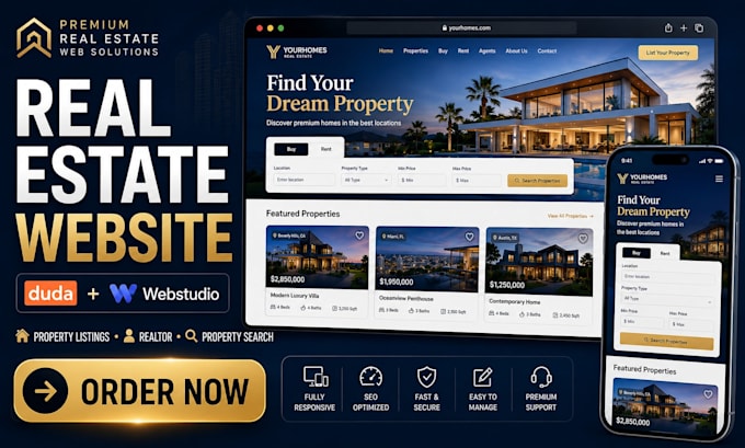 build duda or webstudio real estate realtor property listing website