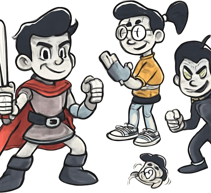 sketch cartoon characters and comic art