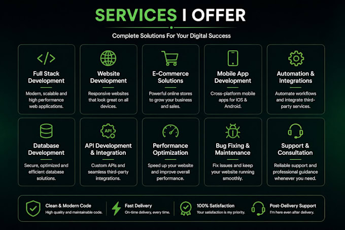 develop a professional full stack website or web application