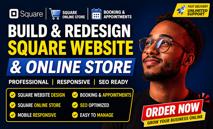 build business square website square online store squarespace redesign with SEO