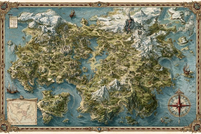 draw a fantasy map illustration