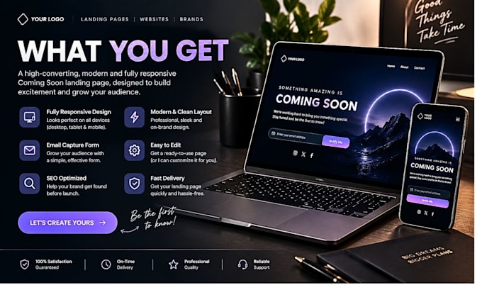 design a high converting coming soon landing page, waitlist page