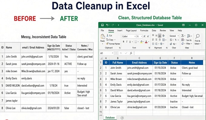 clean excel data, build spreadsheets and design presentations