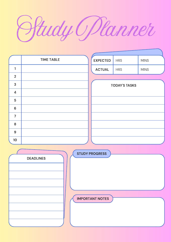 design a beautiful and customized study planner