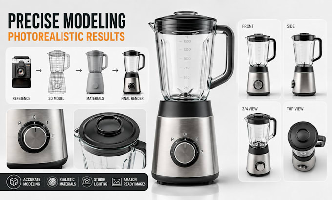 create photorealistic 3d product rendering and 3d product modeling for amazon