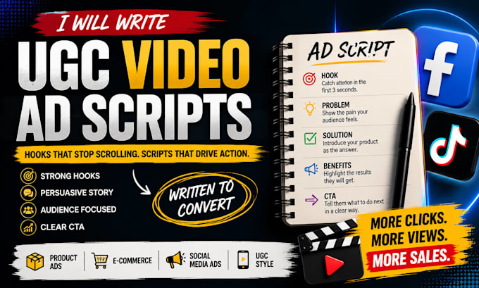 write ugc video ad scripts for your product or ecommerce brand