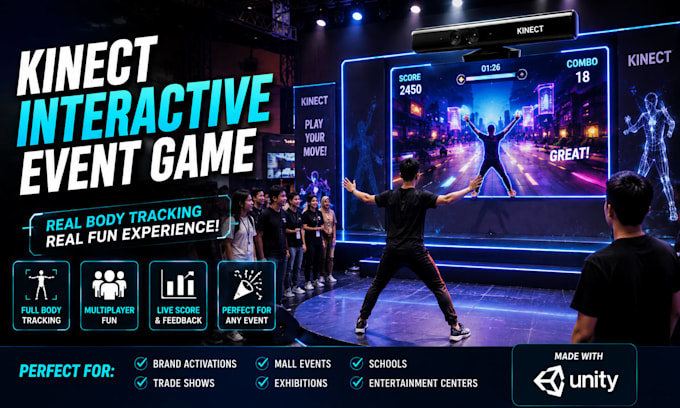 develop kinect interactive event game using unity