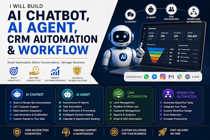 build an ai chatbot, ai agent, CRM automation and workflow