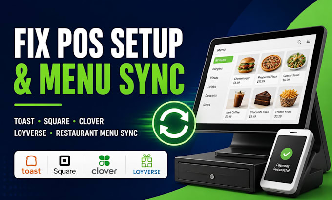 fix toast pos setup square pos clover pos loyverse pos restaurant menu sync