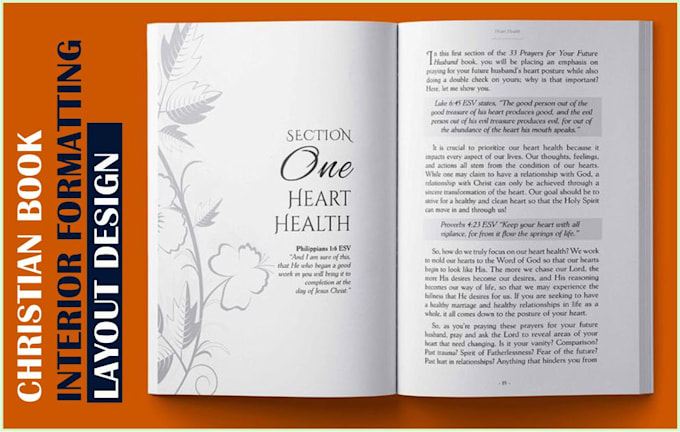 design and format christian journal, prayer card, christian novel or print book