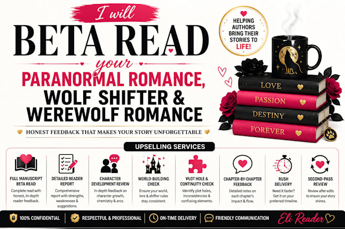 be your paranormal romance beta reader, wolf shifter, werewolf romance beta read