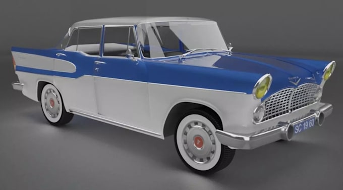 model realistic car render, 3d classic automobile model, game ready car in unity