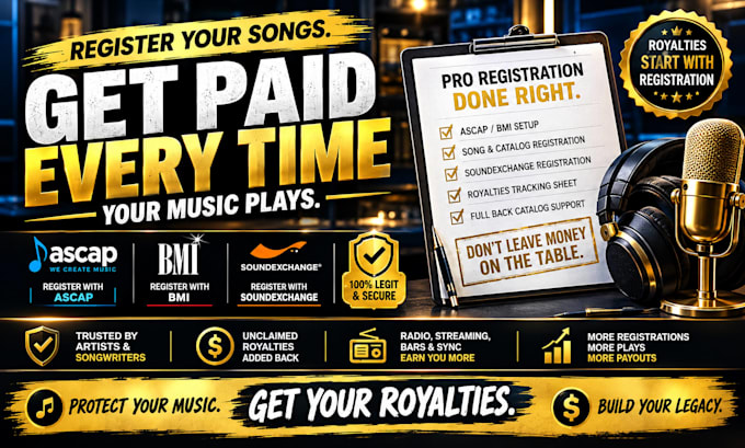 register your music catalog with ascap bmi soundexchange
