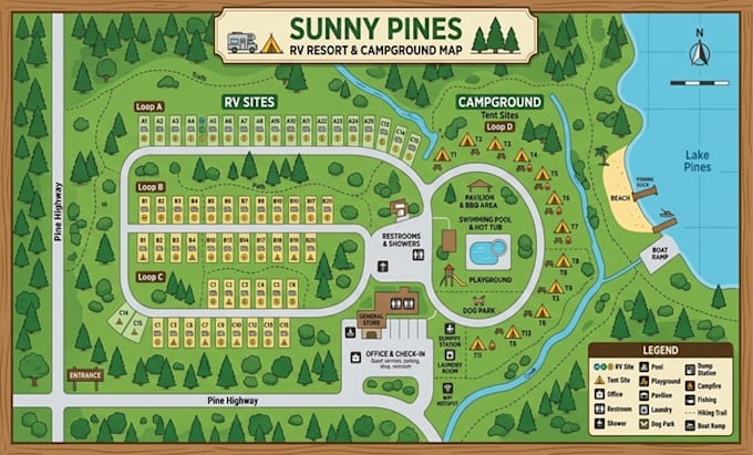 design a custom rv park, campground and resort map