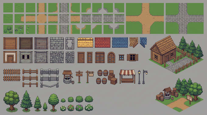 pixel art game tileset 2d environment tilemap rpg platformer game assets