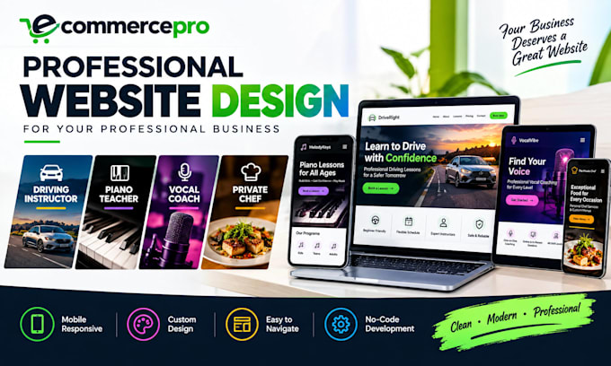 design driving instructor piano teacher vocal coach private chef website