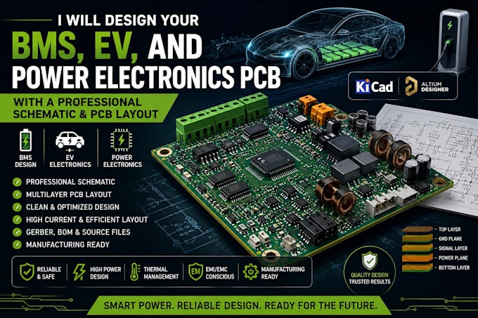 design your bms ev and power exectrions pcb with a schematic