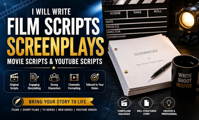 write film script, screenplay screenwriting movie script writing, youtube script