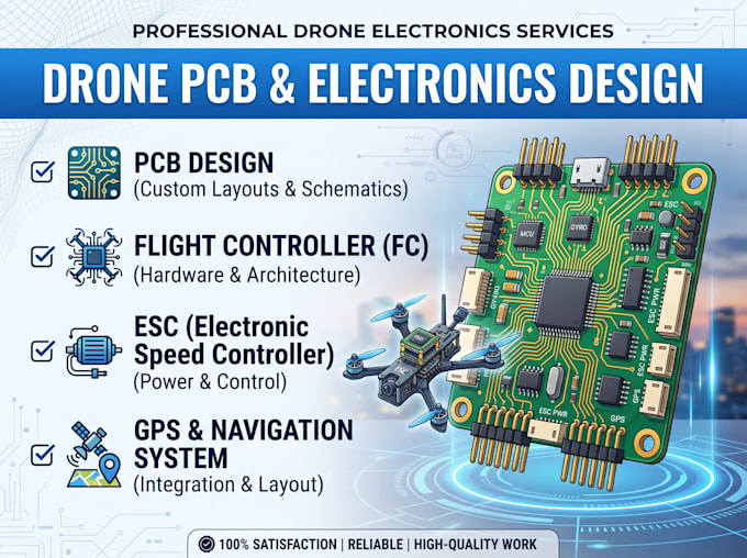 design drone pcb, flight controller, esc and gps navigation systems