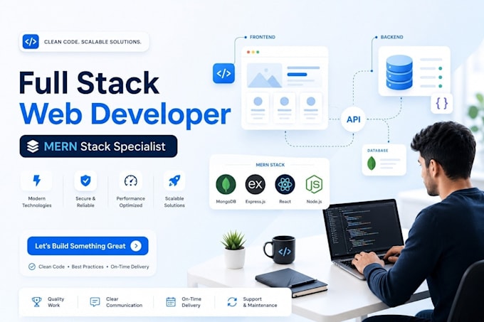 website development as full stack web developer, front end, backend developer