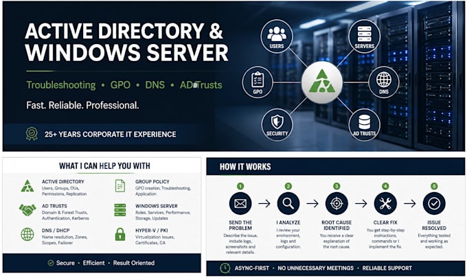 troubleshoot active directory and windows server issues