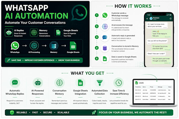build ai automation whatsapp answer at messages