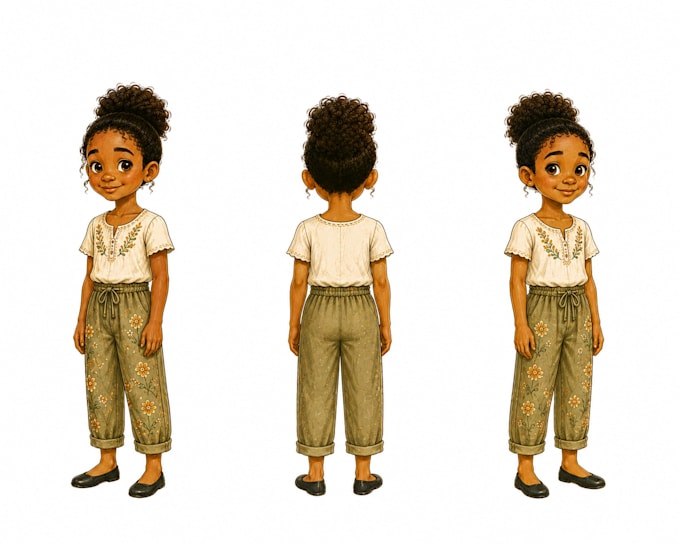 draw character turnaround sheet and expression sheet
