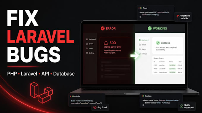 fix laravel bugs, errors, and PHP issues