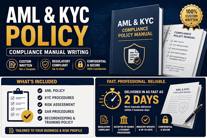 write your aml kyc compliance policy manual for msb and fintech