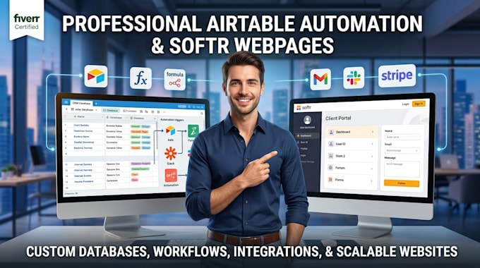 build airtable database, softr webapp and airtable automation