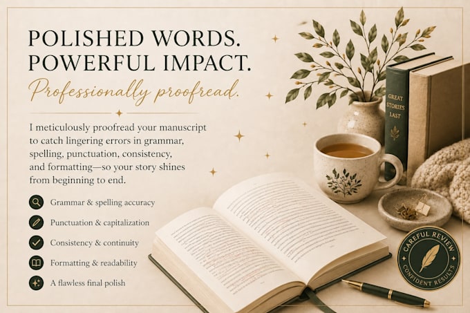 proofread your fantasy or romance book, novel, or manuscript
