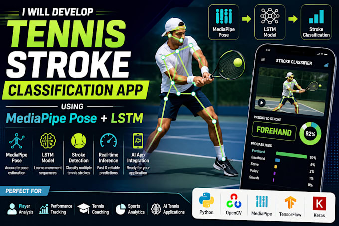 develop tennis stroke classification app using mediapipe pose lstm ai