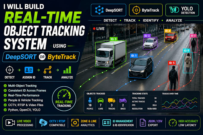 build real time object tracking system using deepsort bytetrack yolo python