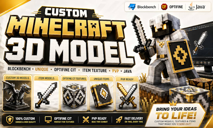 custom minecraft 3d model blockbench unique optifine cit item texture pvp java
